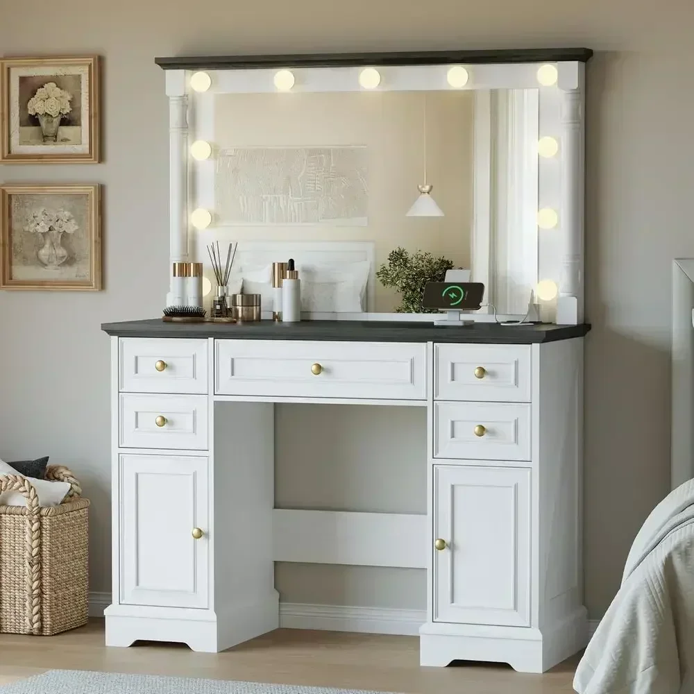 Dressing Table Vanity With Lighted Mirror - 38 Grand miroir LED pour coiffeuse
