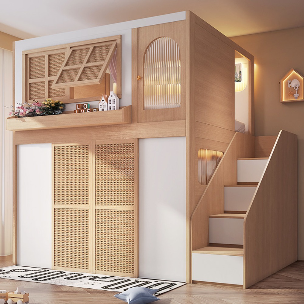 Bunk Bed With Stairs And Slide - Lit superposé avec zones d'intimité séparées