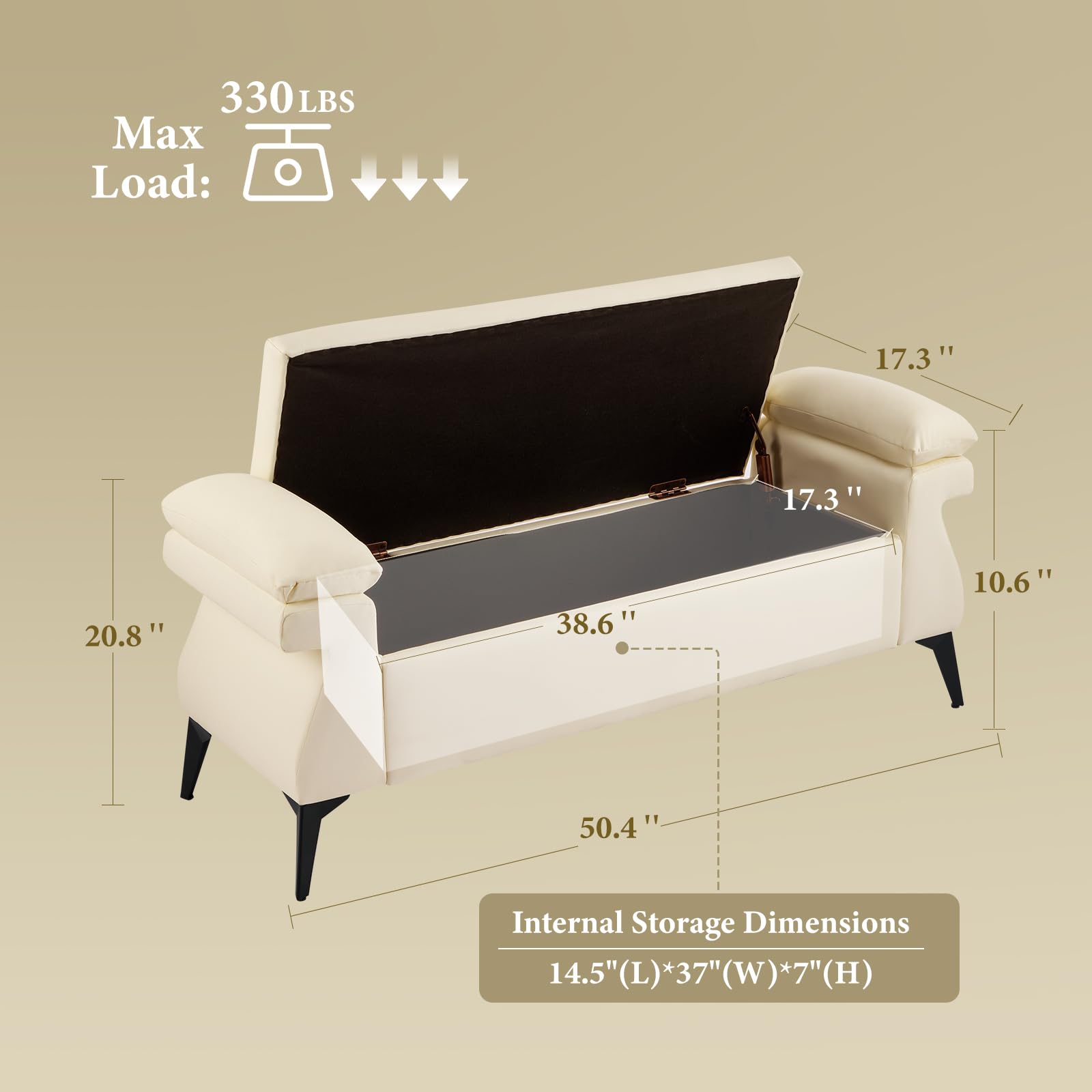 Banc en cuir de 51 pouces avec - Bedroom Furniture avis et prix