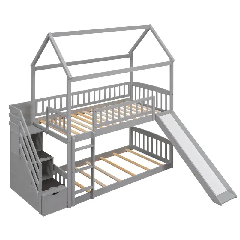 Lit superposé pour enfants en  - Bunk Bed With Stairs And Slide avis et prix