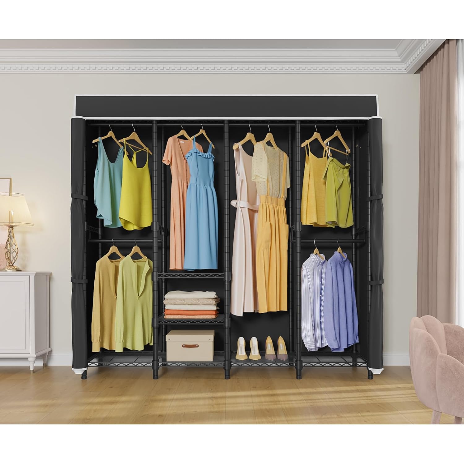 Porte-vêtements de taille moye - Wardrobe Closet Portable Fabric Cover avis et prix