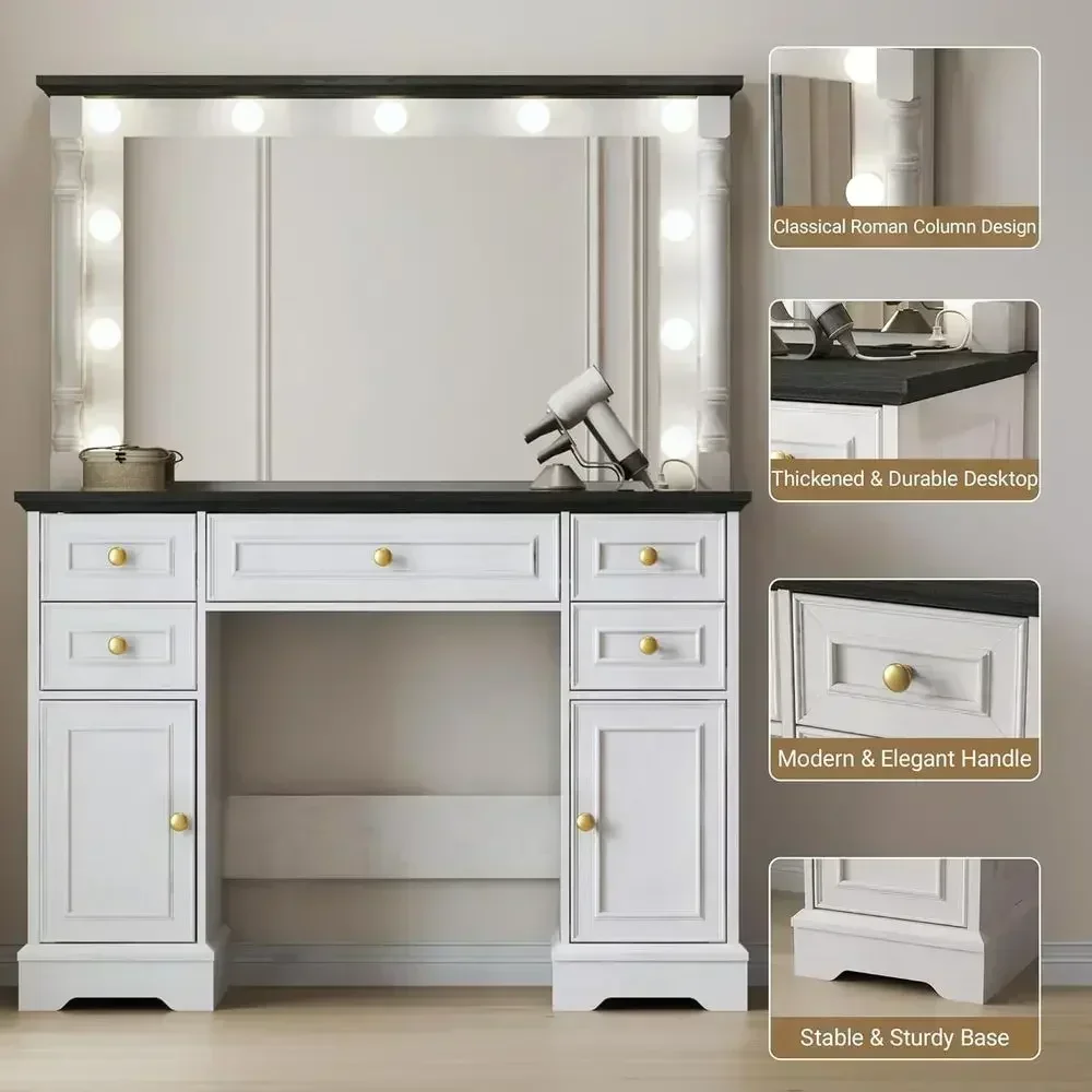 38 Grand miroir LED pour coiff - Dressing Table Vanity With Lighted Mirror avis et prix