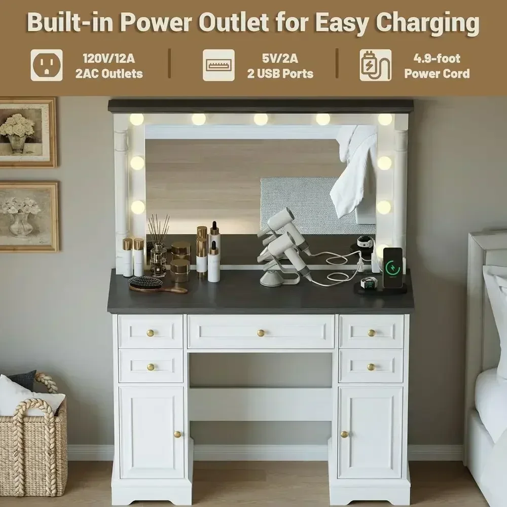38 Grand miroir LED pour coiff - Dressing Table Vanity With Lighted Mirror avis et prix