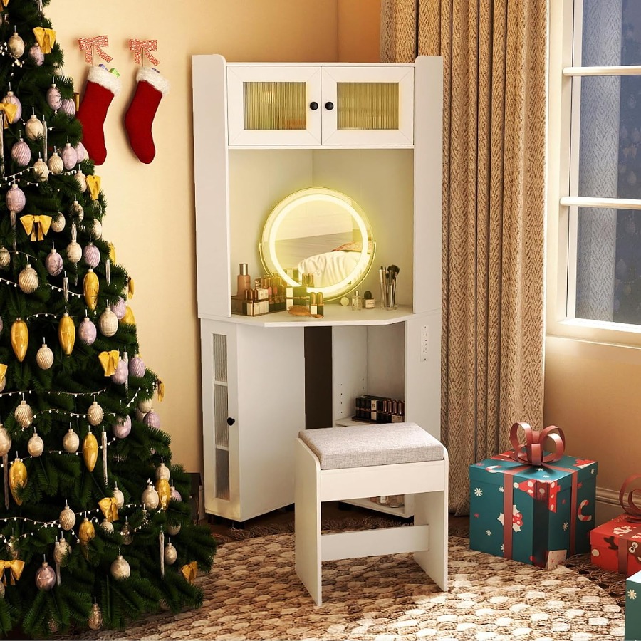 Coiffeuse d'angle avec miroir  - Dressing Table Vanity With Lighted Mirror avis et prix