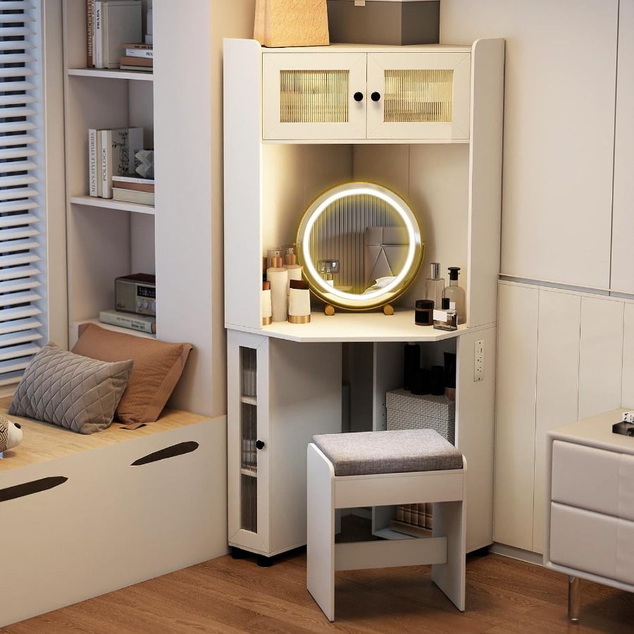 Coiffeuse d'angle avec miroir  - Dressing Table Vanity With Lighted Mirror avis et prix
