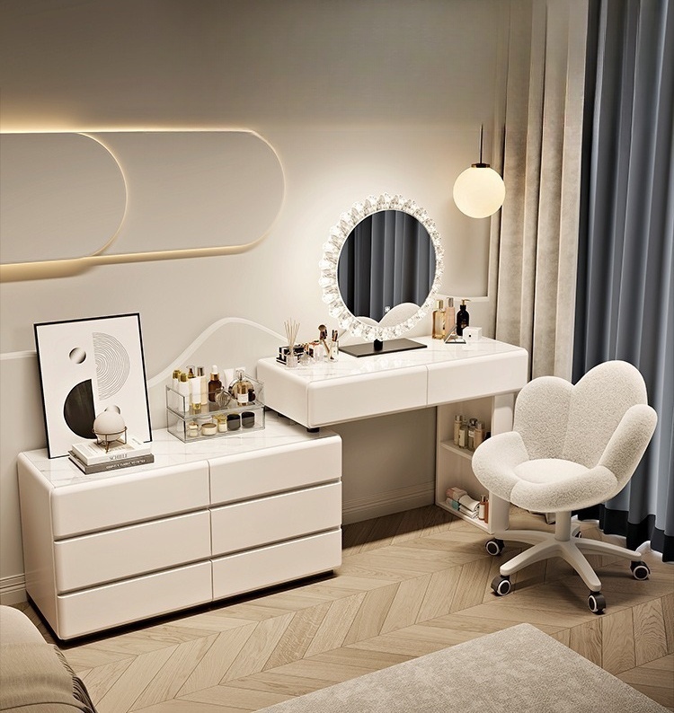 #   Coiffeuse moderne en bois  - Dressing Table Vanity With Lighted Mirror avis et prix