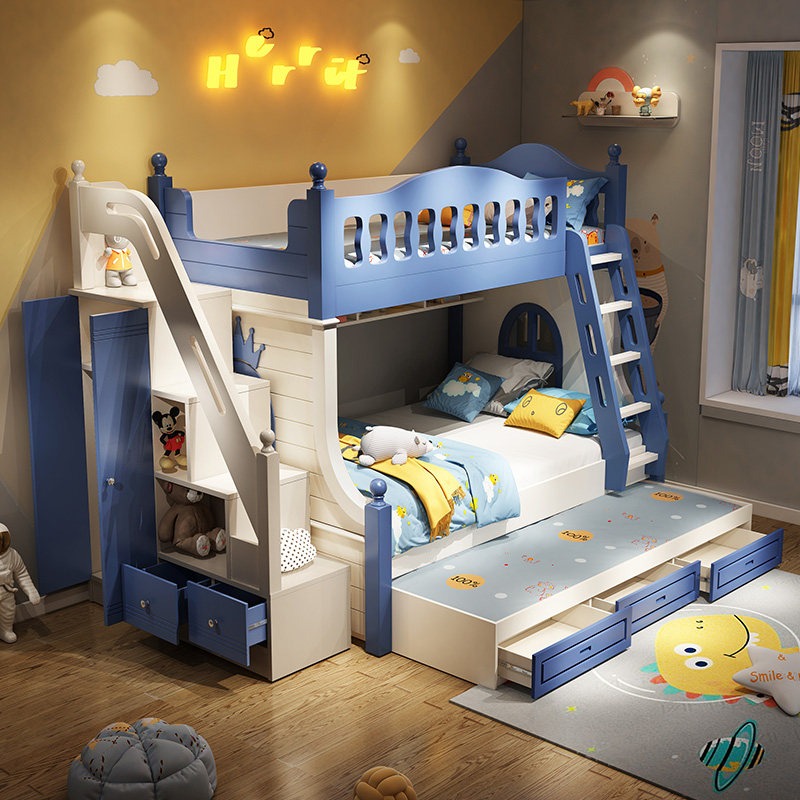 Lit superposé pour enfants, li - Bunk Bed With Stairs And Slide avis et prix
