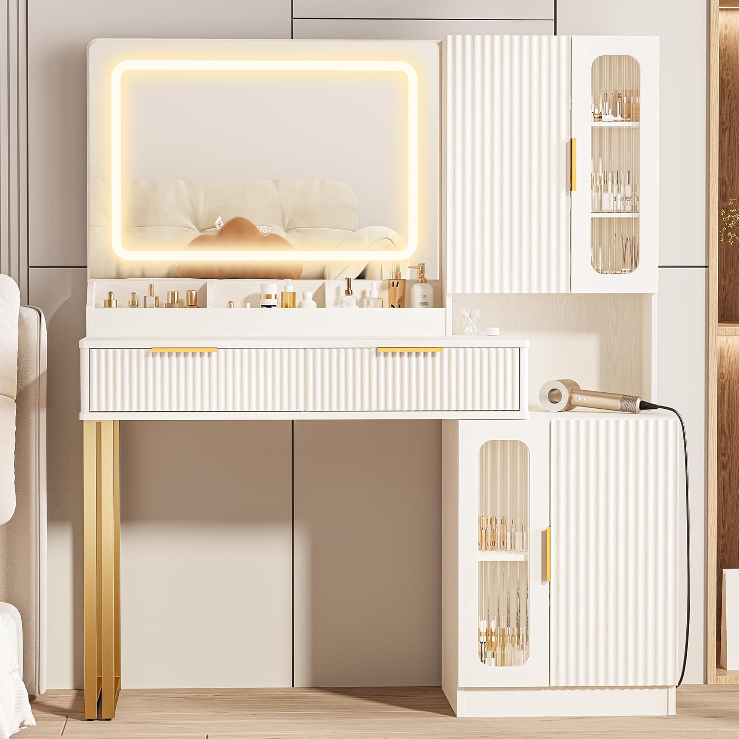 Miroir de coiffeuse 42 pouces  - Dressing Table Vanity With Lighted Mirror avis et prix