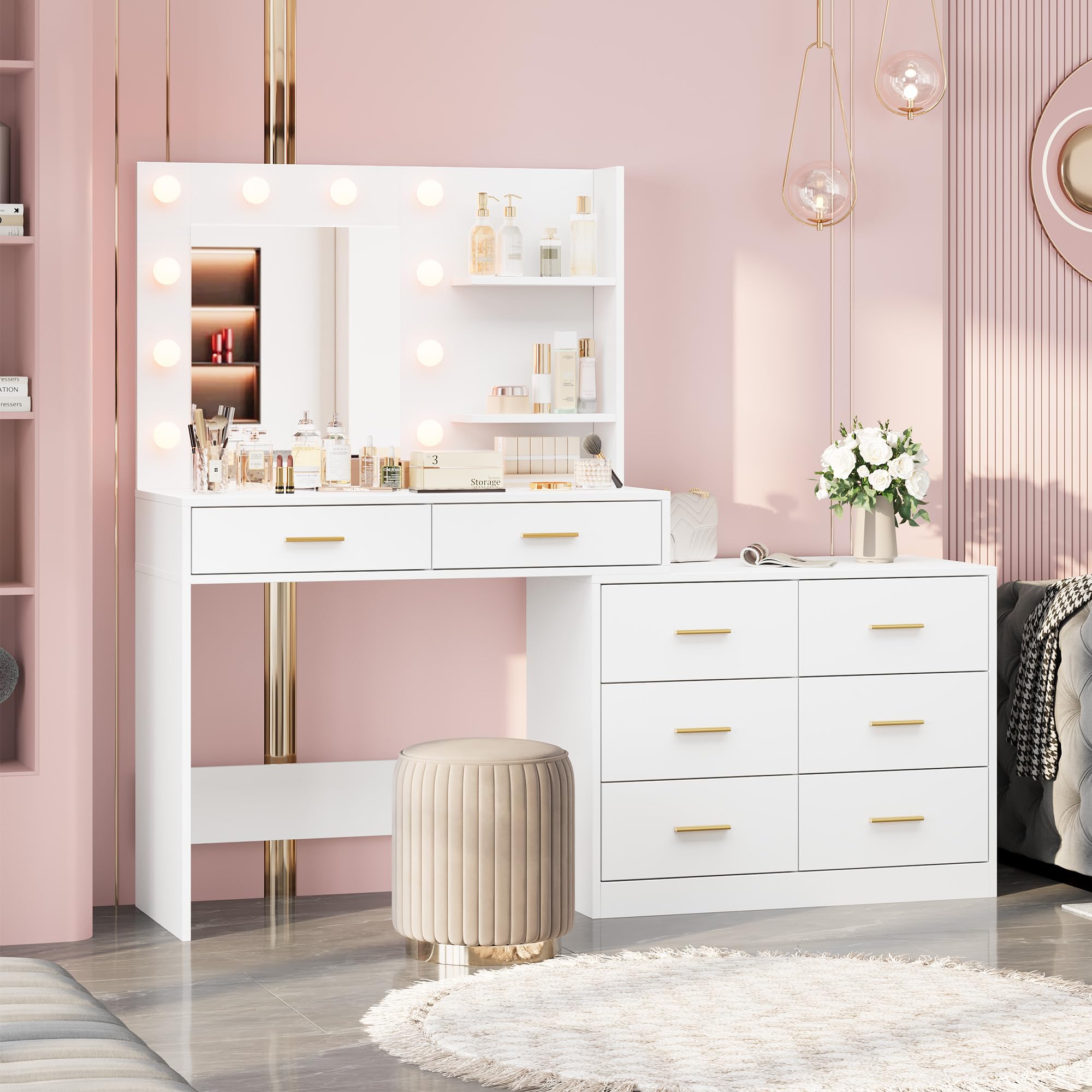 Coiffeuse de 155 cm avec miroi - Dressing Table Vanity With Lighted Mirror avis et prix