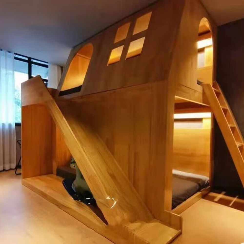 Lit superposé en bois massif a - Bunk Bed With Stairs And Slide avis et prix